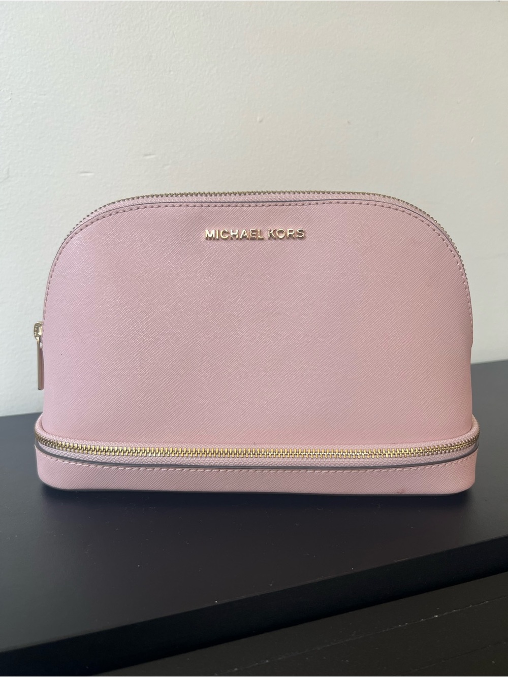 Michael Kors Saffiano Leather Travel Double-Zip Cosmetic Pouch